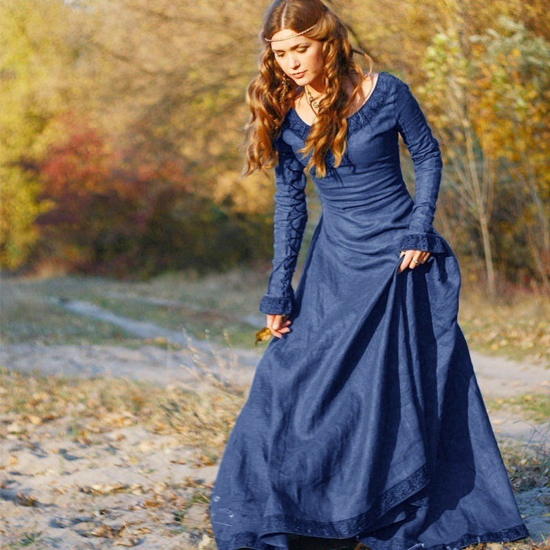 Medieval Vintage Dress Women Long Sleeve Performance Dress