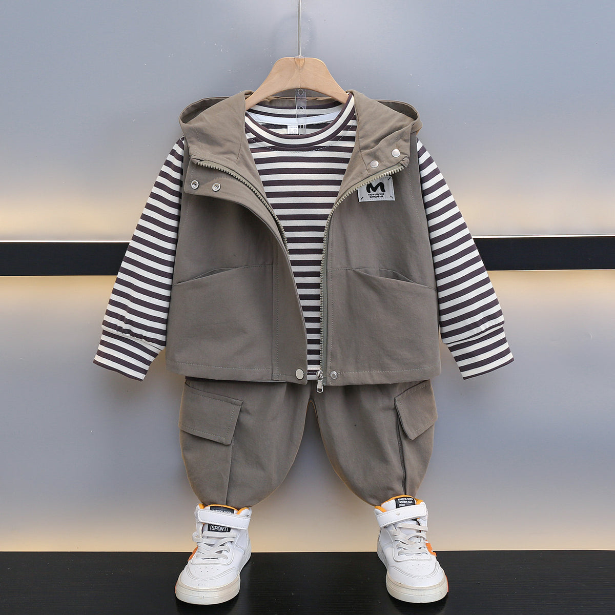 Workwear Vest 3-Piece Set for Boys Autumn Spring Casual Outfit - product image 4