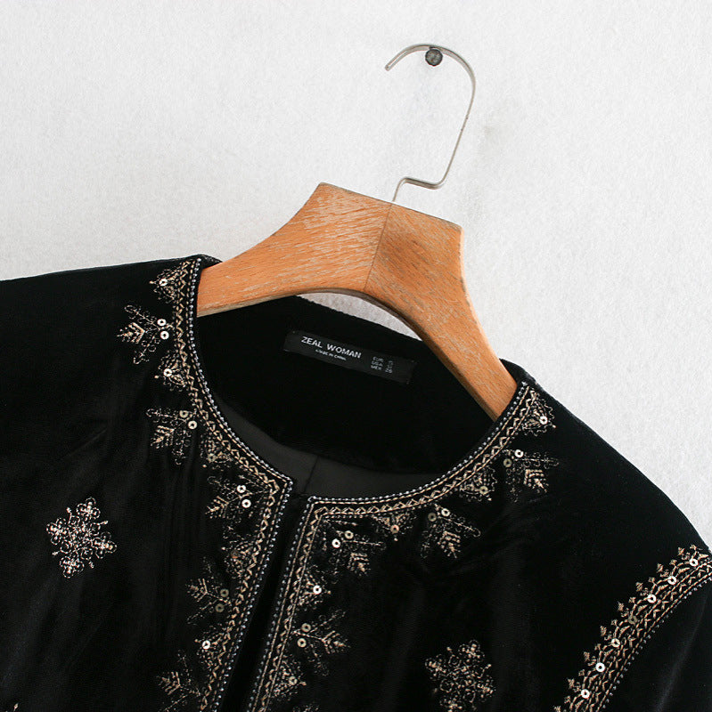 Royal  Embroidered Velvet Coat for Women