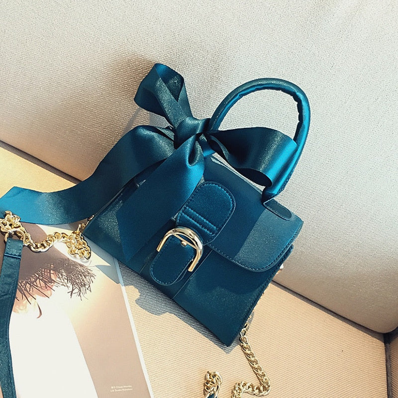 Top-handle bags women handbag chain bags new fashion European style velvet wild bow portable crossbody bags for women - 2bazar4