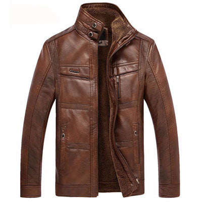 Mountainskin Leather Jacket Men Coats 5XL Brand High Quality PU Outerwear Men Business Winter Faux Fur Male Jacket - 2bazar4