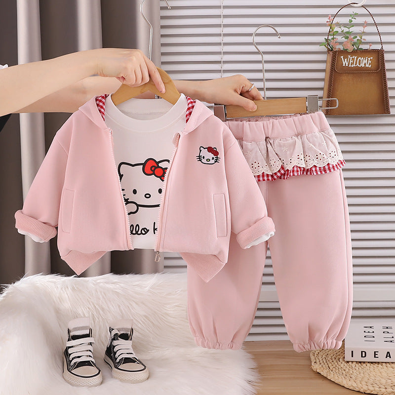 Girls Autumn Cartoon Long Sleeve Jacket 3 Piece Outfit Set - product image 3