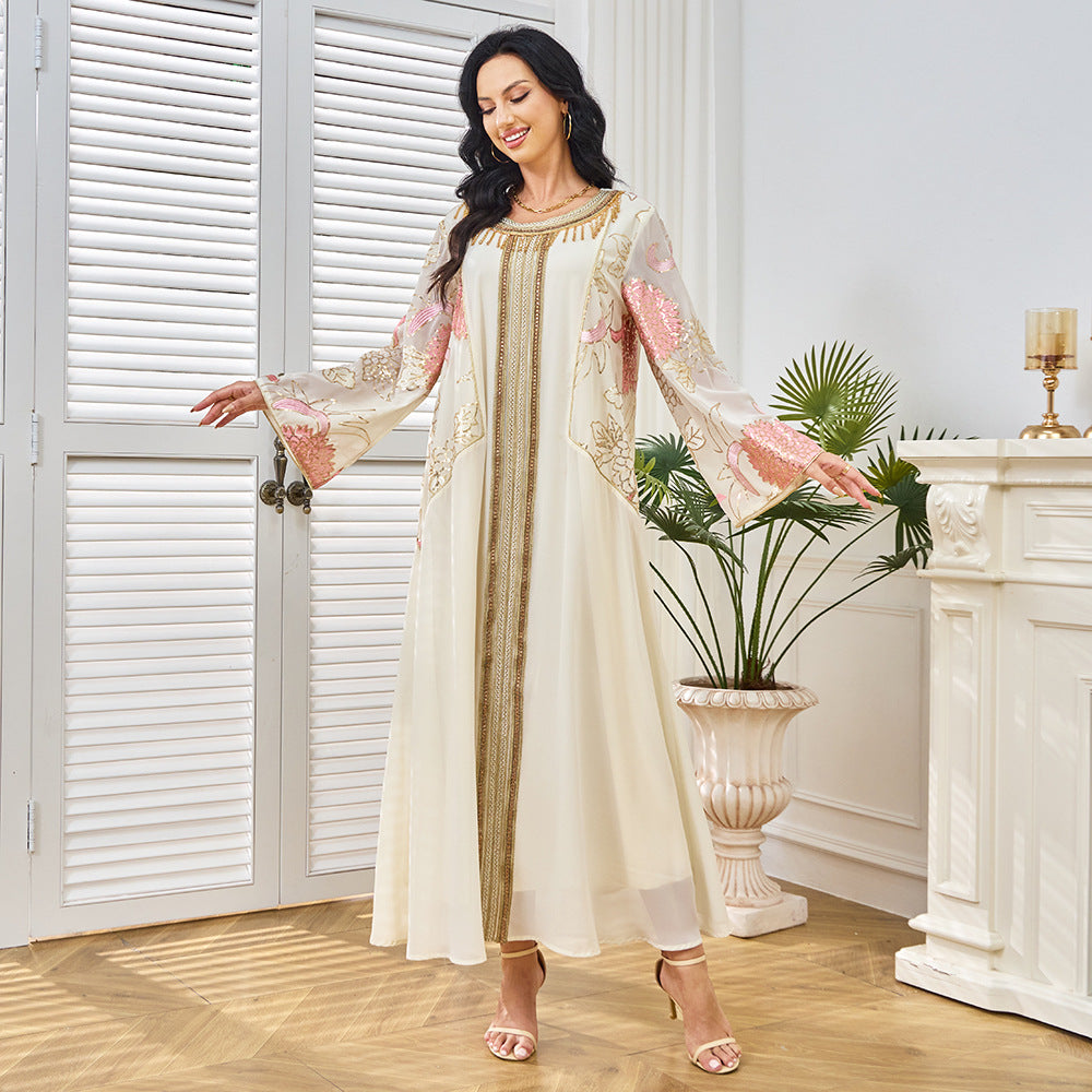Embroidered long sleeved dress