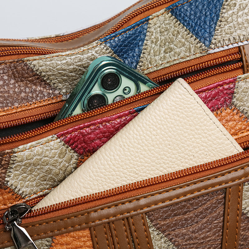Colorblock Large-Capacity Shoulder & Crossbody Bag