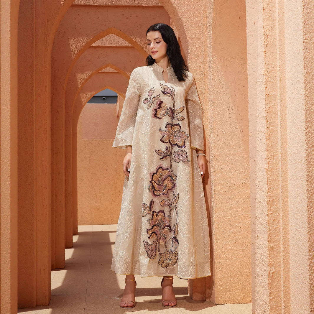 Mesh embroidered dress