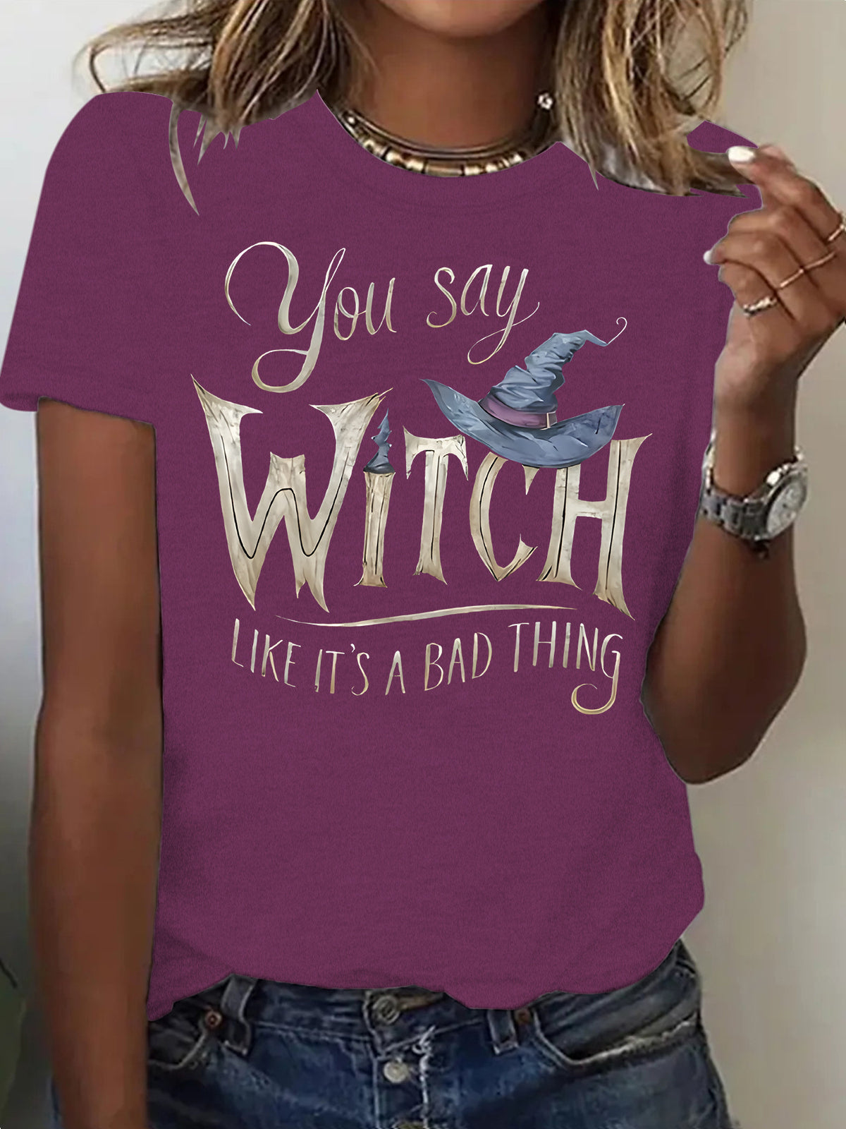 Halloween Witch Print Short-Sleeve T-Shirt - product image 10