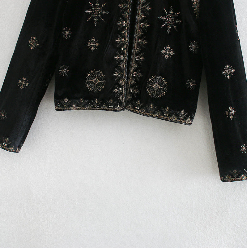Royal  Embroidered Velvet Coat for Women