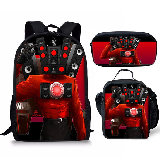 New 3PC-SET Skibidi Toilet Man Backpack Custom Game Peripheral Schoolbags For Primary Secondary School Teenage eprolo