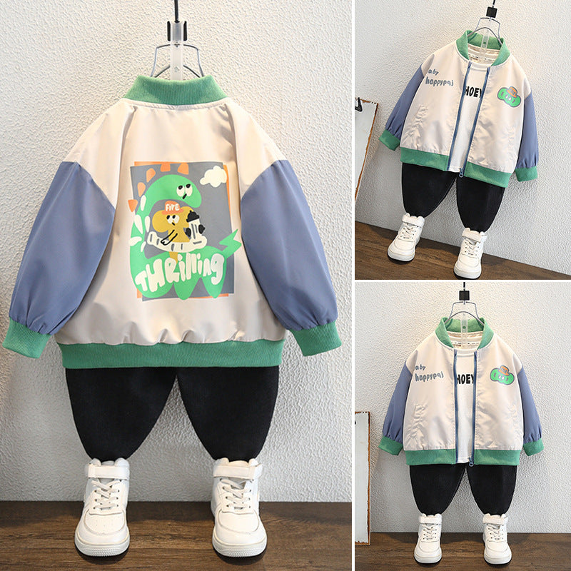 Trendy Boys Autumn Baseball Jacket, Casual Varsity Coat for Kids