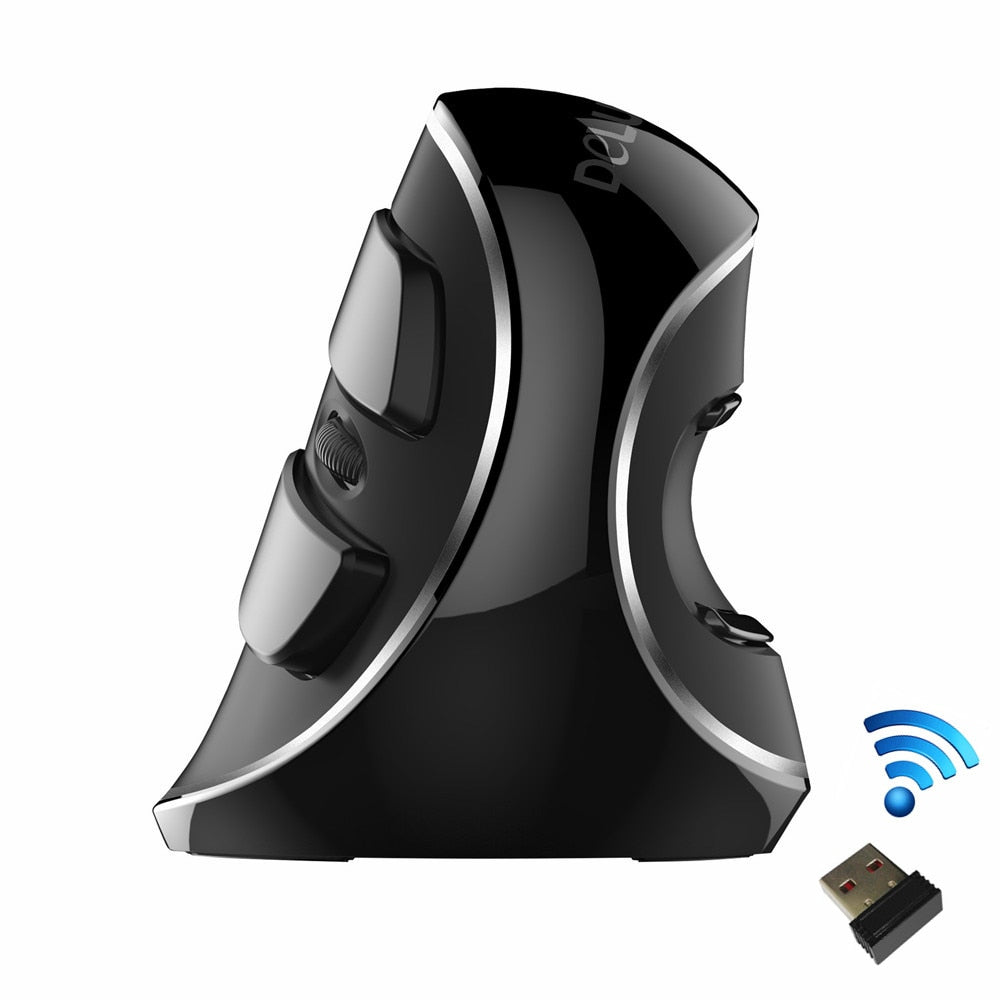 Delux M618 PLUS Ergonomics Vertical Gaming Mouse 6 Buttons 4000 DPI RGB Wired/Wireless Right Hand Mice For PC Laptop Computer - 2bazar4