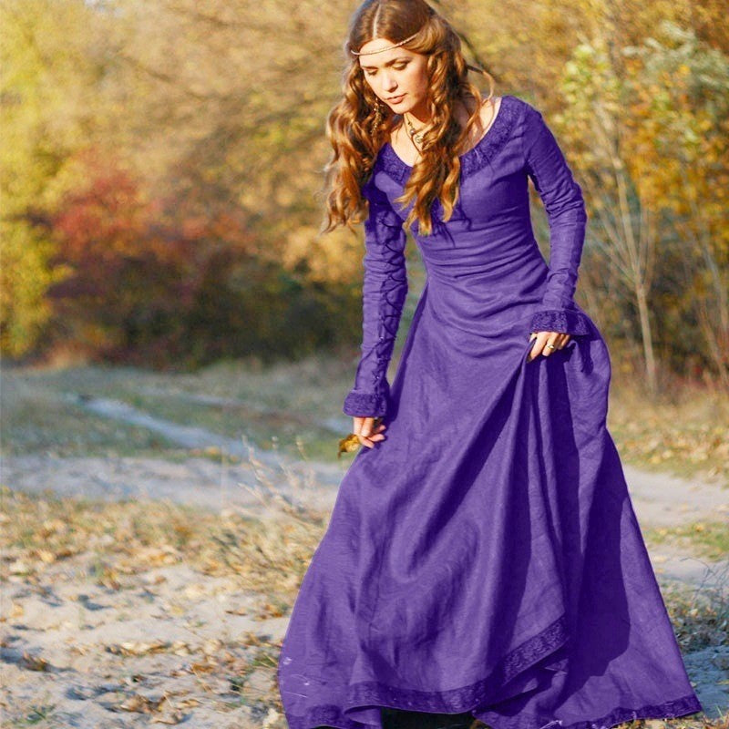 Medieval Vintage Dress Women Long Sleeve Performance Dress