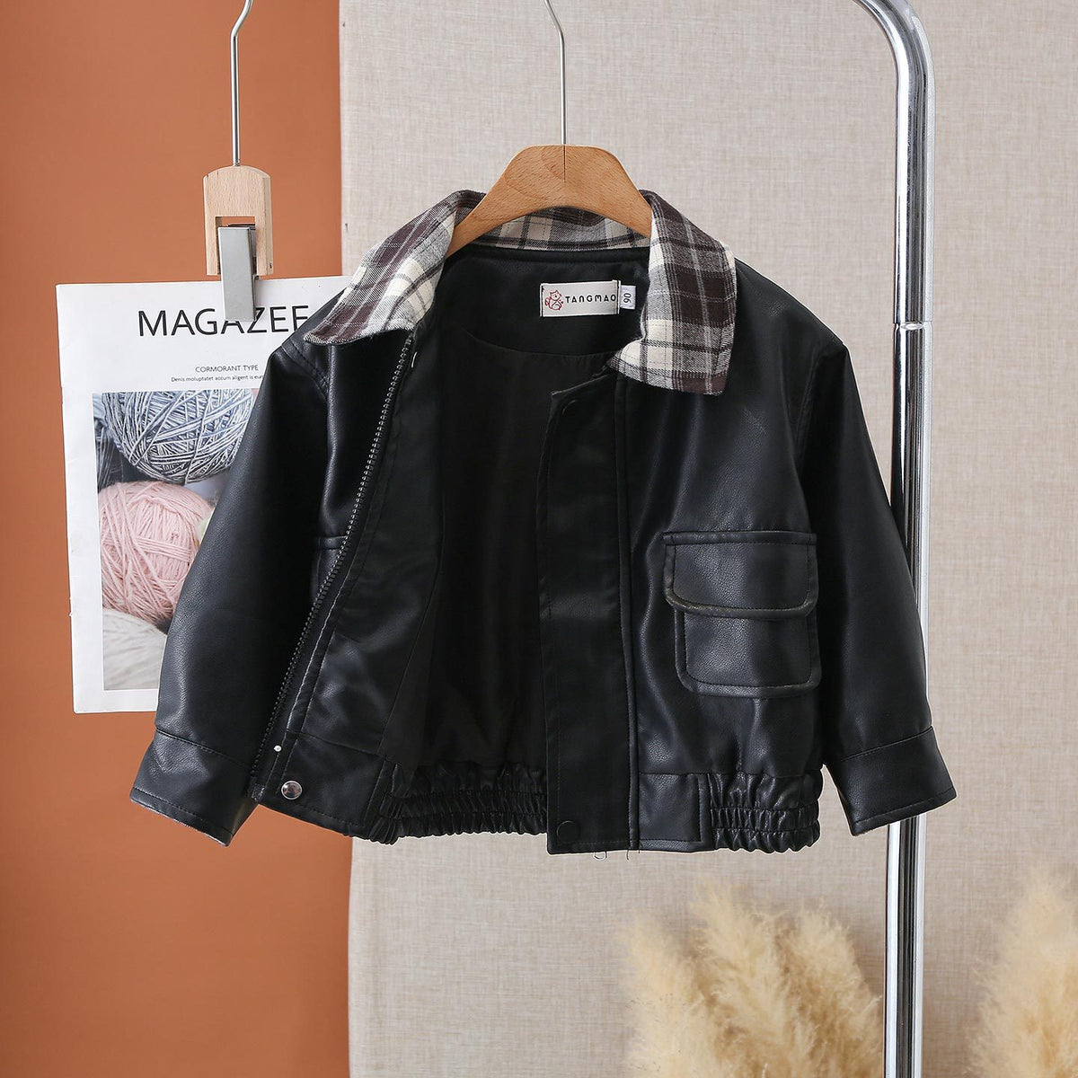 Boys Casual PU Leather Open Front Jacket - product image 2