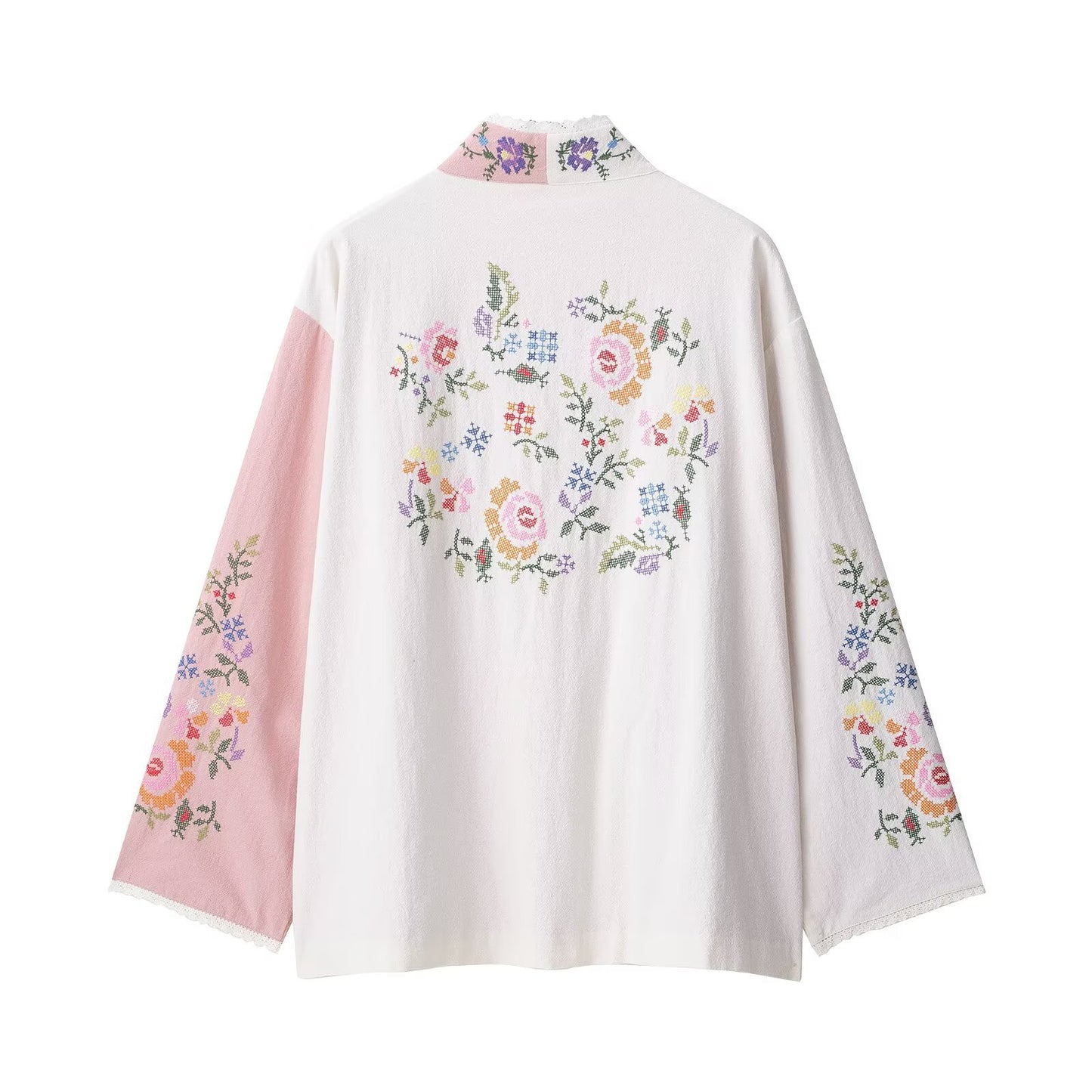 Flower Embroidered Long Shirt