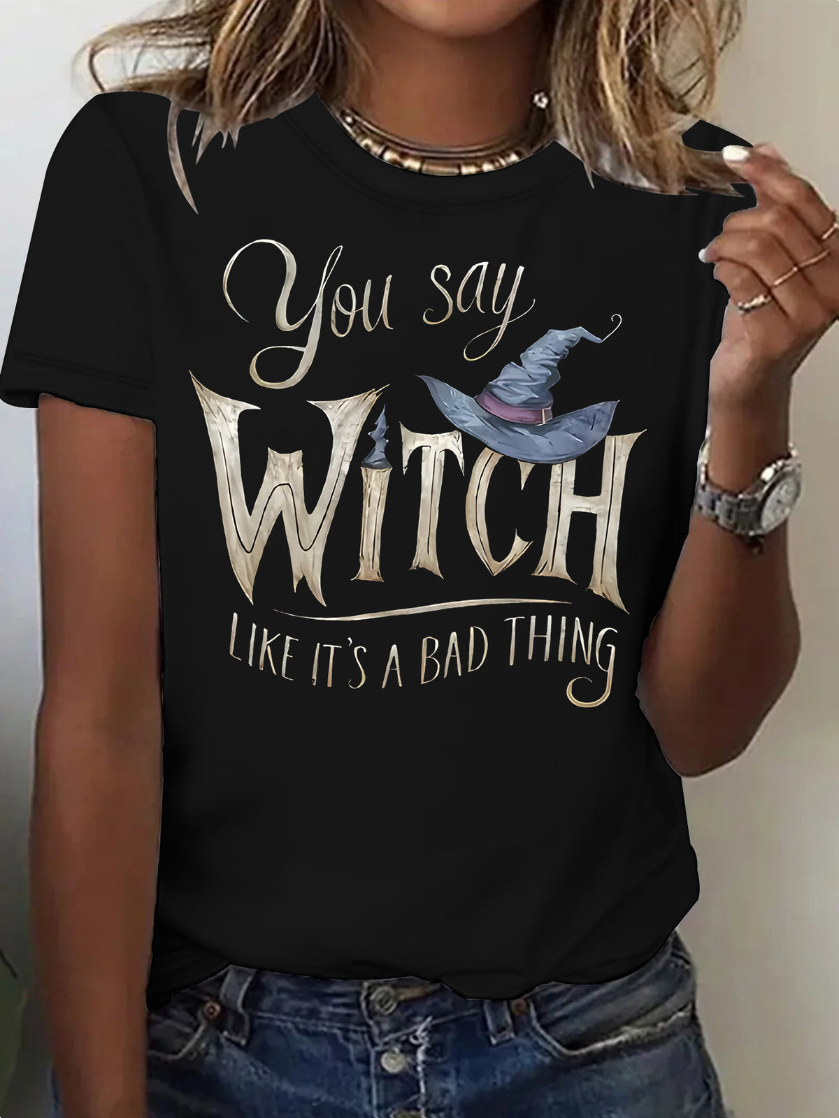Halloween Witch Print Short-Sleeve T-Shirt - product image 9
