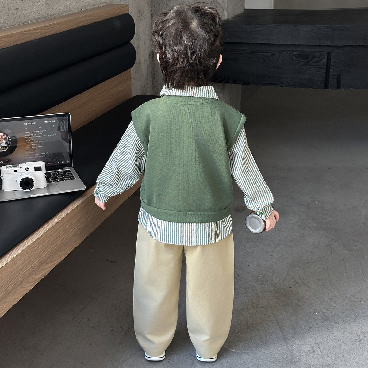 Boys  Casual Three-Piece Set Shirt and Vest Suit