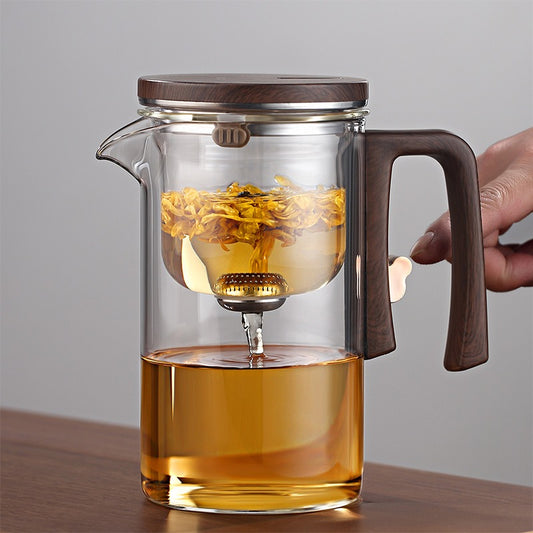 Waist new rodless elegant cup, one click magnetic suction filter glass tea pot, automatic tea separation tea cup