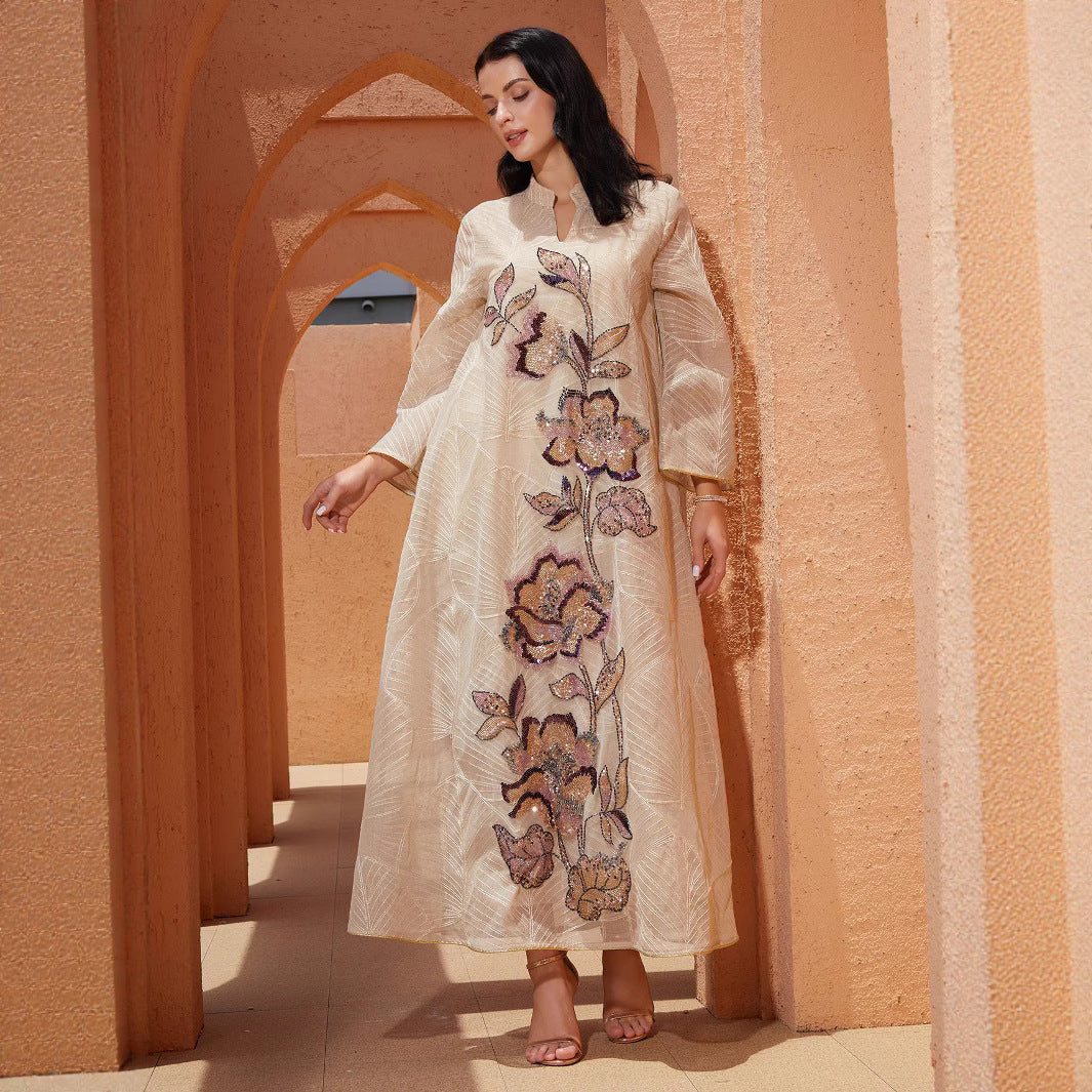 Mesh embroidered dress
