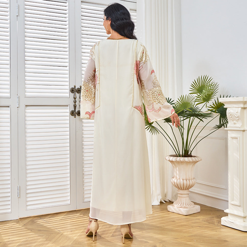 Embroidered long sleeved dress