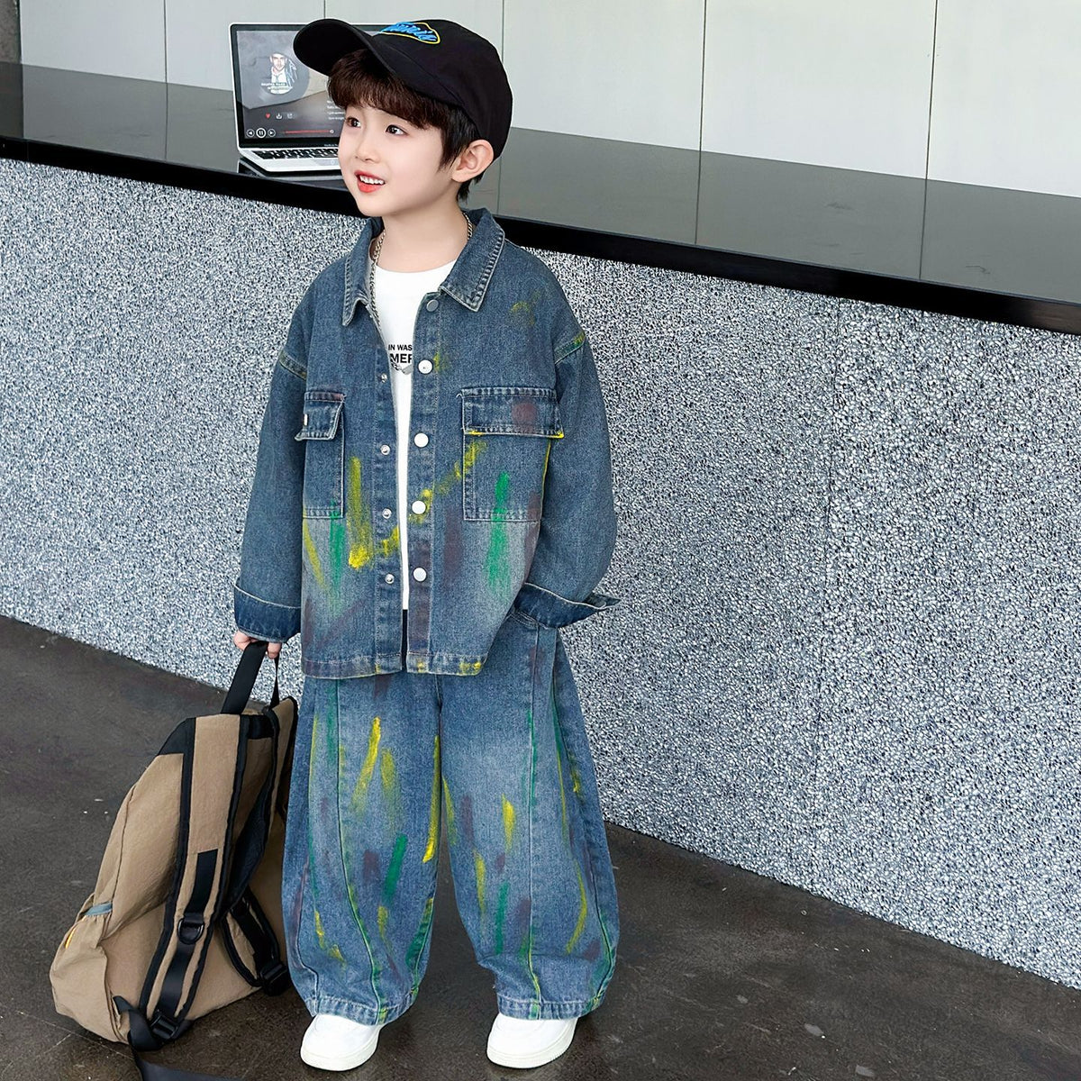 Boys Spring Denim Jacket Pants Two-Piece Set - product image 3