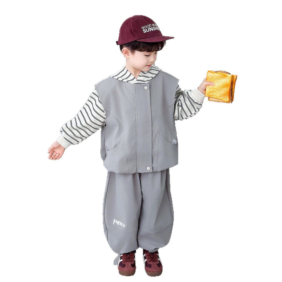 Boys Hooded Sweatshirt and Vest 3-Piece Set Autumn Spring Style - product image 5