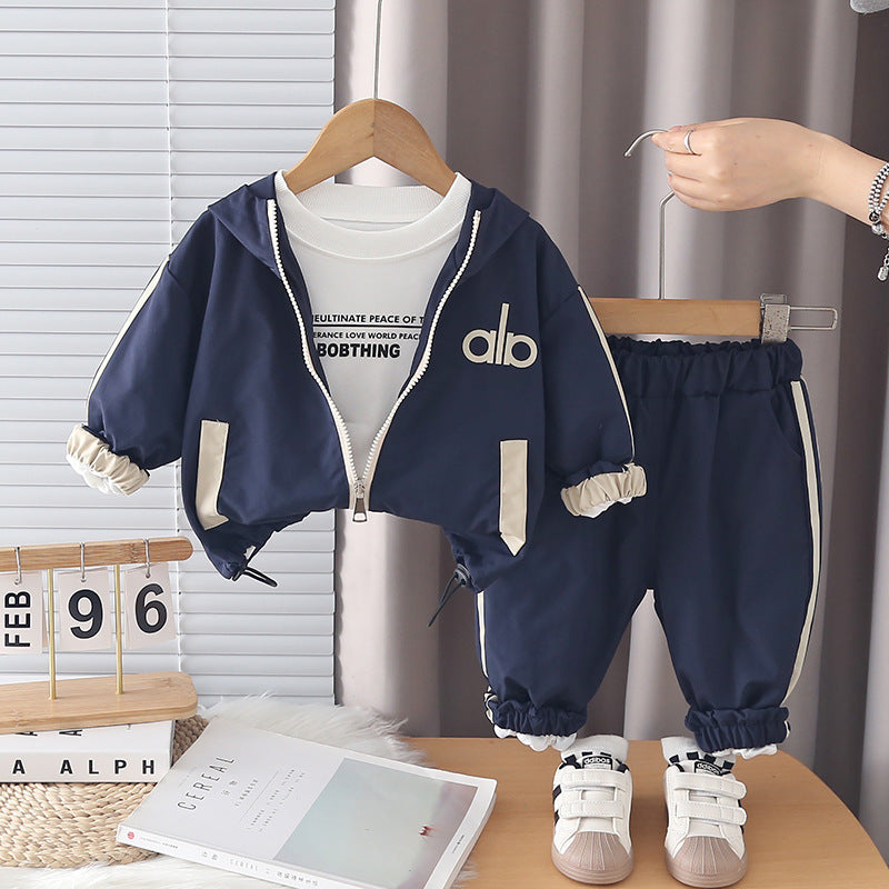 Toddler Embroidered 3-Piece Outfit Set – Jacket & Trousers