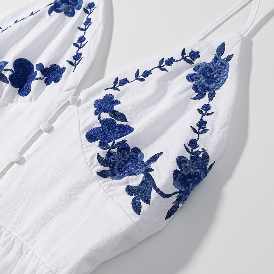 Embroidered Strapless Midi Dress for Women