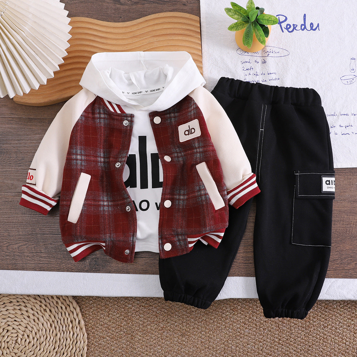 Stylish Hooded Baseball Jacket 3-Piece Set for Boys Spring Autumn - product image 2