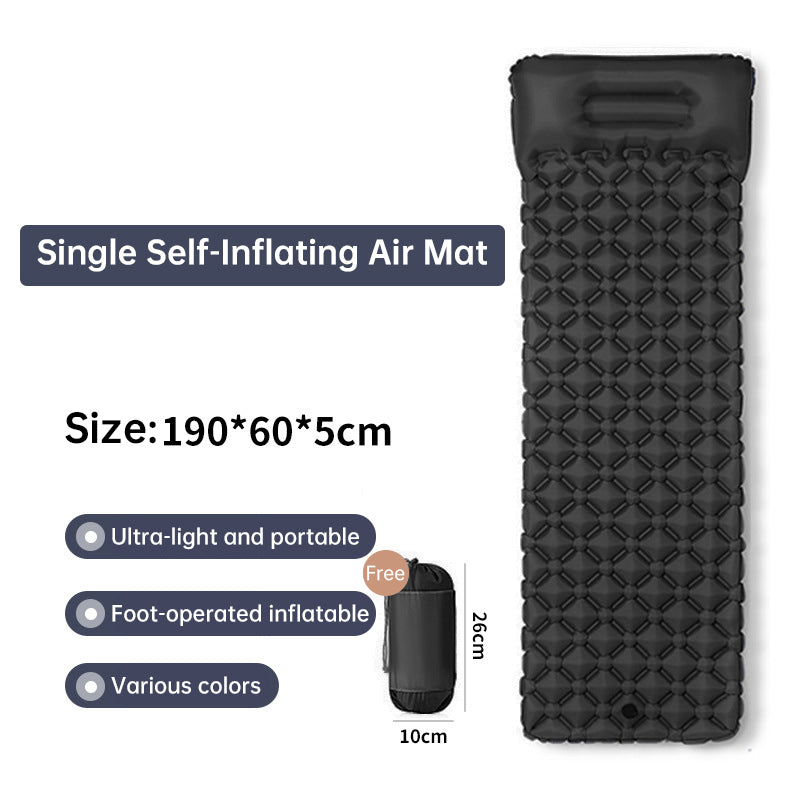 Outdoor double inflatable sleeping pad – with built-in pillow & pump, for camping, backpacking, hiking. eprolo