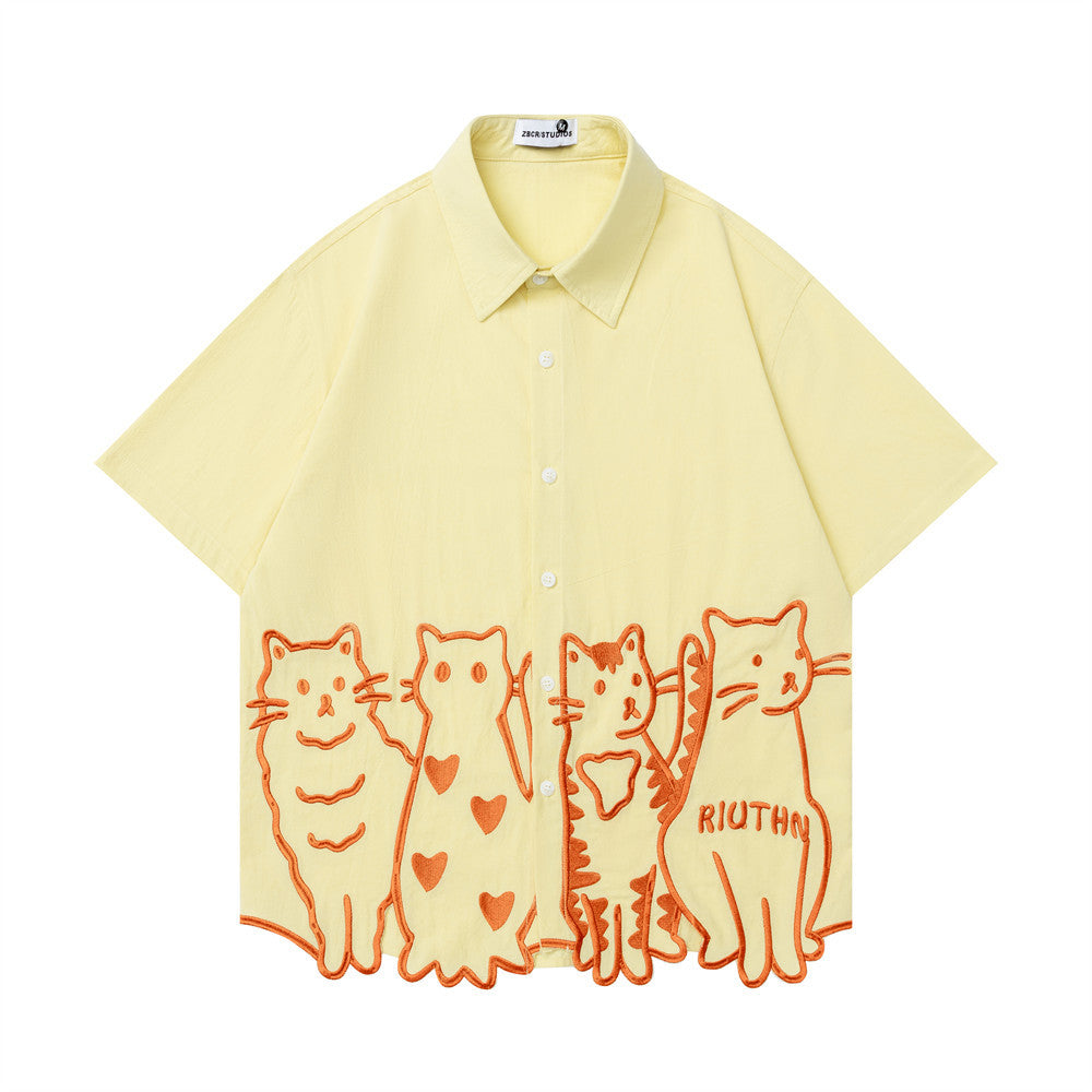 Embroidered short sleeved shirt