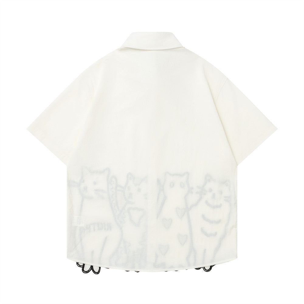 Embroidered short sleeved shirt