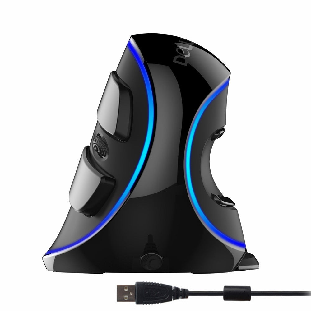 Delux M618 PLUS Ergonomics Vertical Gaming Mouse 6 Buttons 4000 DPI RGB Wired/Wireless Right Hand Mice For PC Laptop Computer - 2bazar4