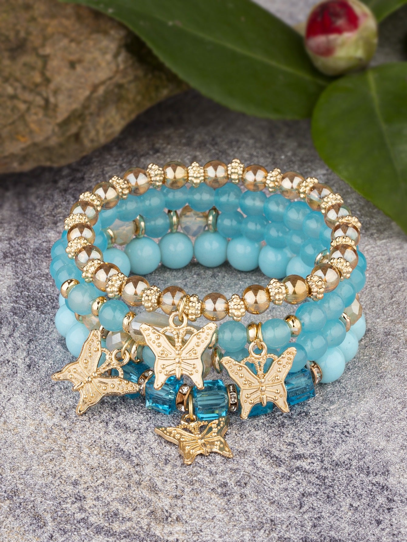 New Bohemian Bracelet Creative Women's Jewelry Butterfly Crystal MultiJewelry Butterfly Crystal Multi layered Beaded Fashion Bracelet[Main product material] Alloy, acrylicSingle packaging size: 11 × 7cm × 2cm