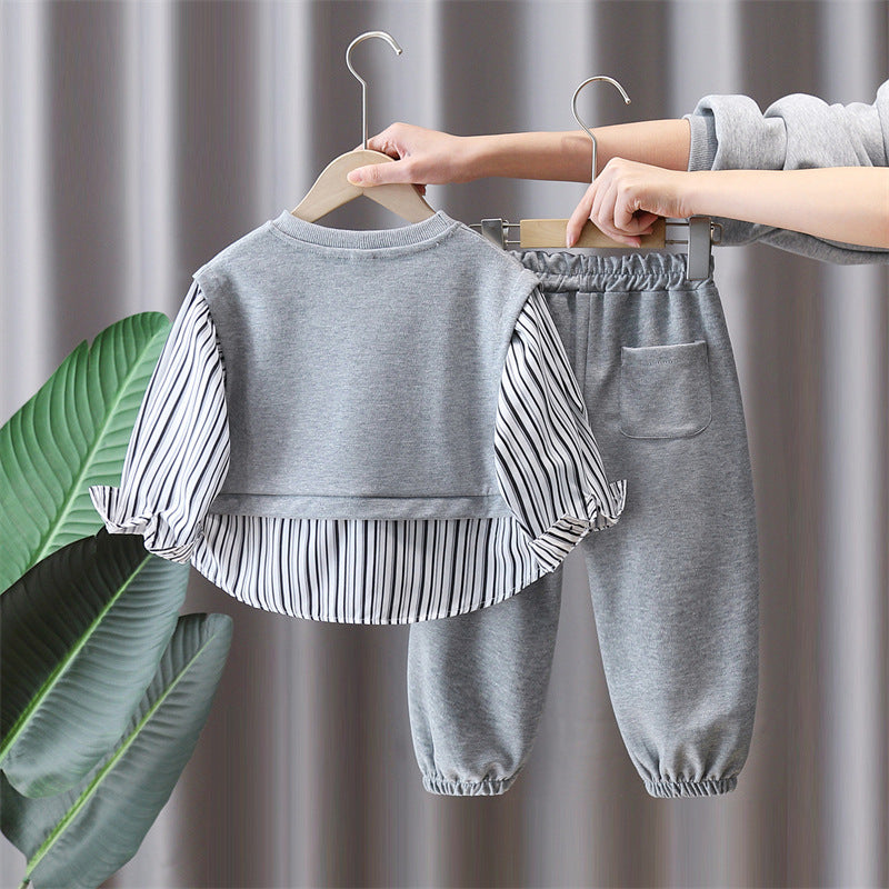 Boys Spring Casual Two-Piece Set Stylish Sweatshirt Outfit - product image 3