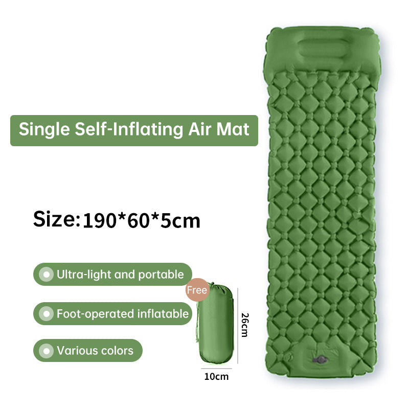 Outdoor double inflatable sleeping pad – with built-in pillow & pump, for camping, backpacking, hiking. eprolo