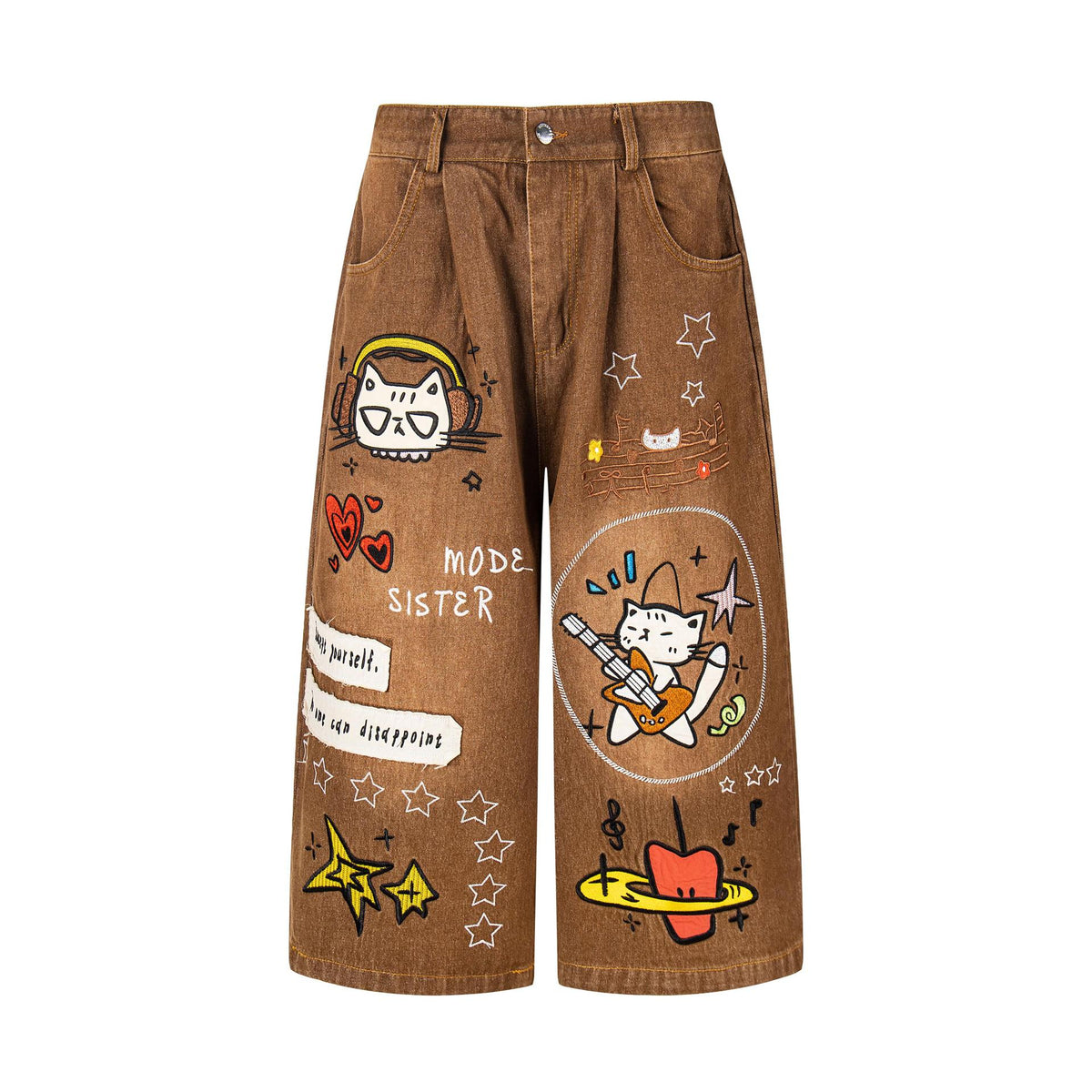 Kitten Embroidered Jeans