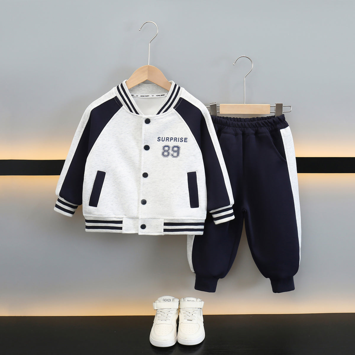 Boys Baseball Jacket Two Piece Set Long Sleeve Stand Collar Casual Outfit - product image 7