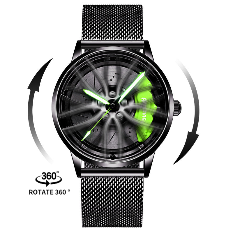 New Top Brand Luxury Mens Watches Stainless Steel Car Wheel Hub Quartz Watch For Men Military Sport Watch Relogio Masculino