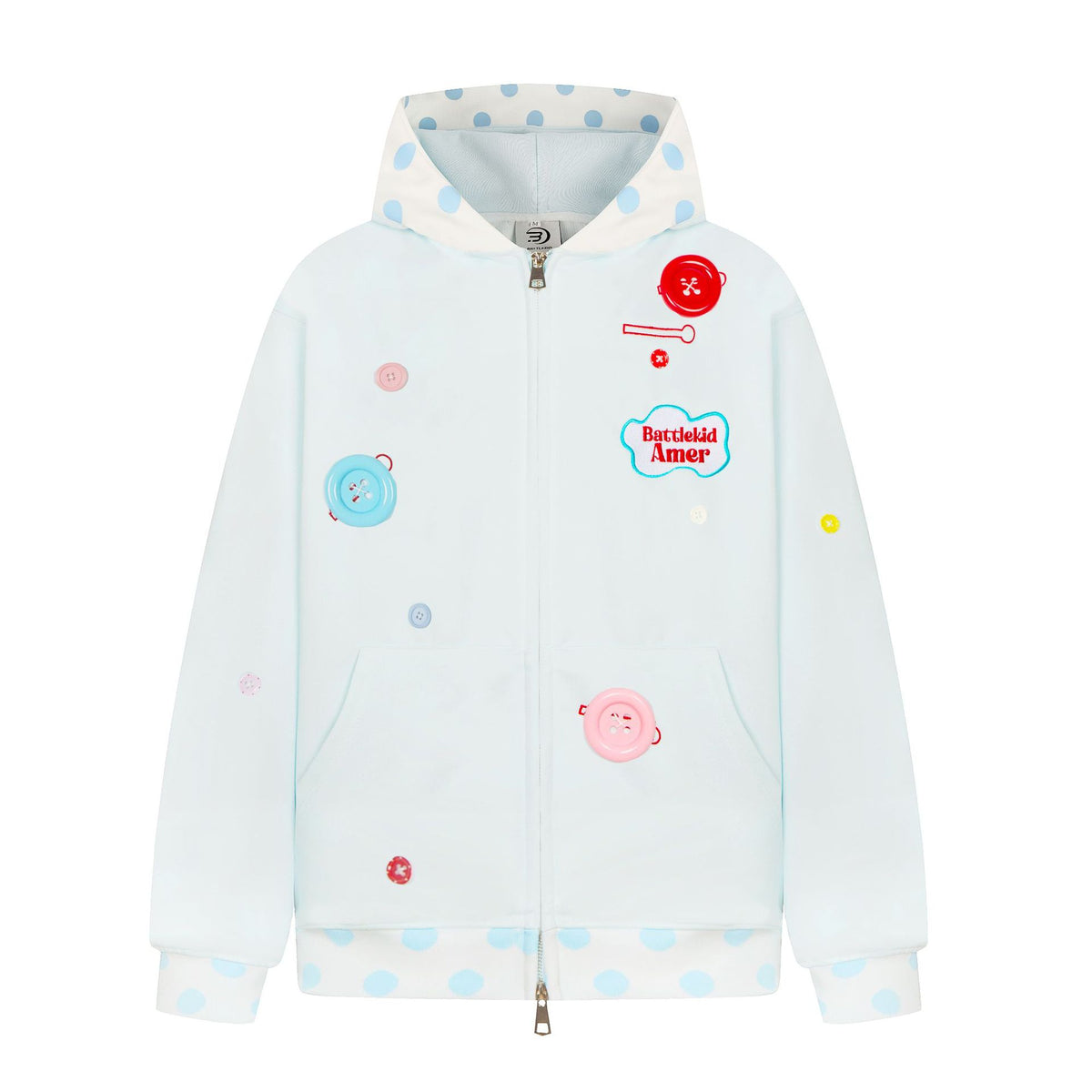 Women's Polka Dot Colorblock Zip-Up Hoodie