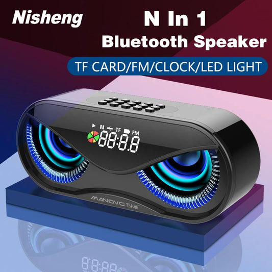 M6 Cool Owl Design Bluetooth Speaker LED Flash Wireless Loudspeaker FM Radio Alarm Clock TF Card Support Select Songs By Number - 2bazar4