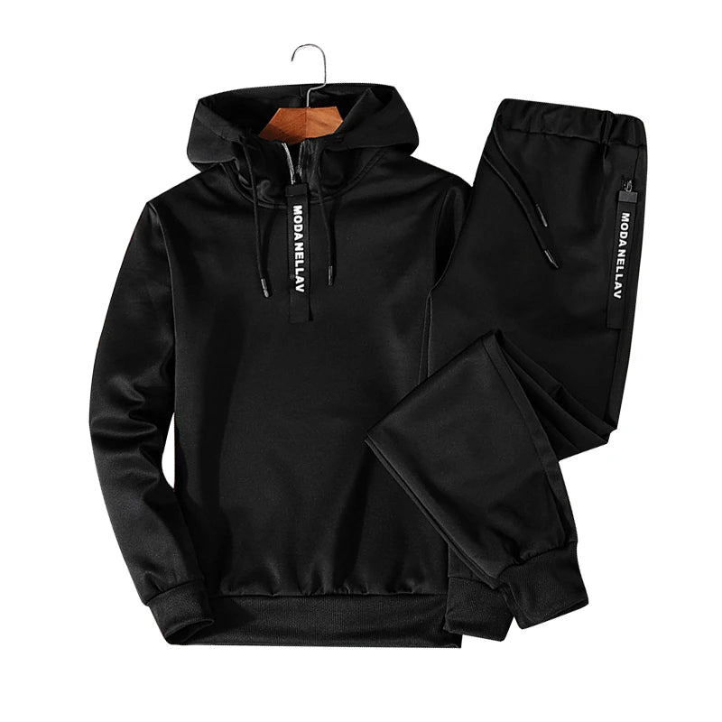 Sets Tracksuit Men Autumn Winter Hooded Sweatshirt Drawstring Outfit Sportswear 2024 Male Suit Pullover Two Piece Set Casual - 2bazar4