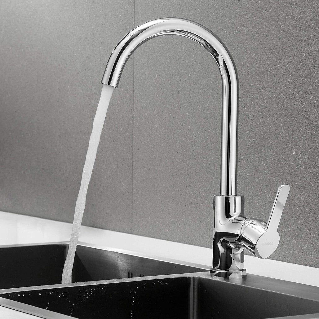 Kitchen Sink Mixer Taps Swivel Spout Single Lever Tap Mono Chrome Faucet Modern