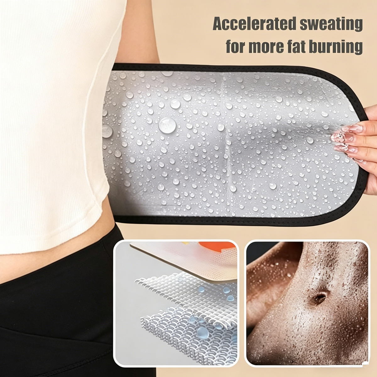 Waist Trimmer Belt Body Shaper Weight Loss Girdle Waist Trainer w/ Phone Pocket Black-Silver