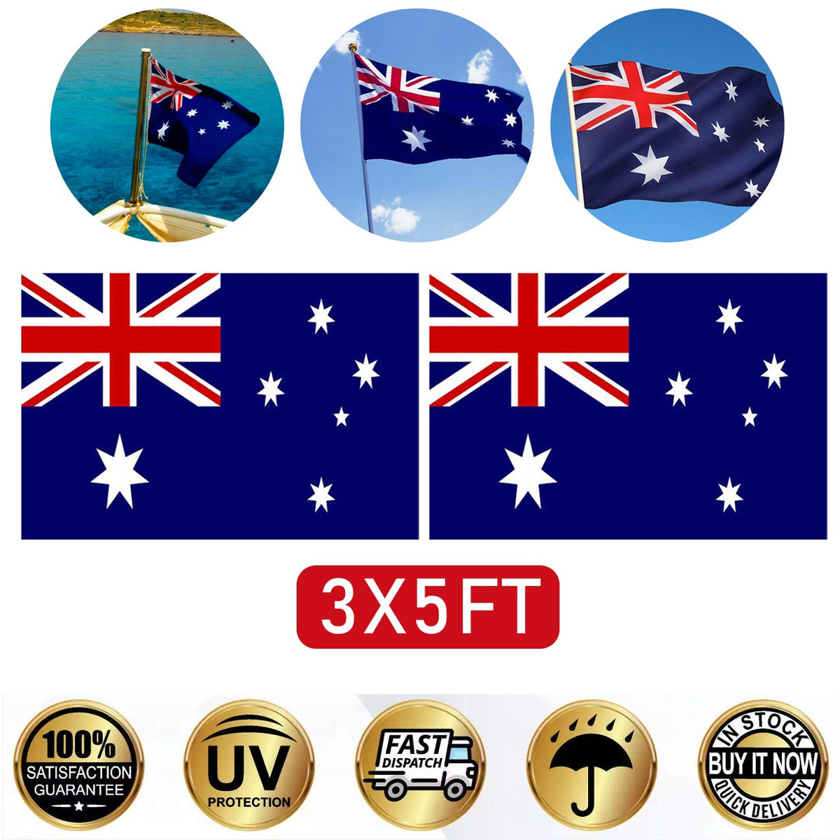 2PCS Australian Flag 90x150cm 3x5FT Outdoor Hanging Garden Decoration Australian Flag