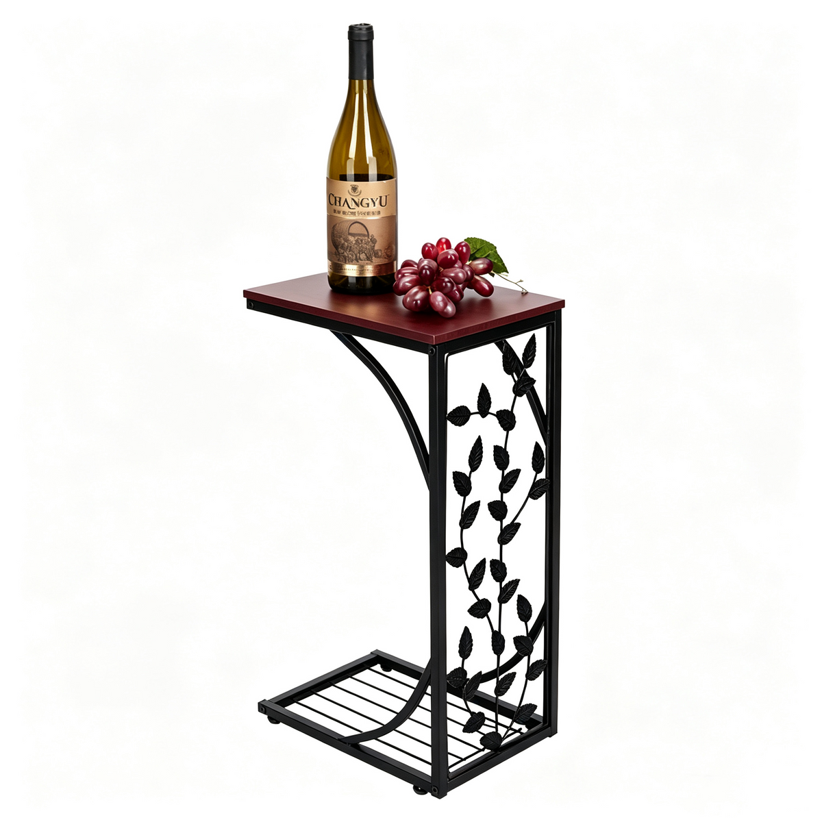 54*30.5*21CM Leaf Pattern Iron Side Table Coffee Table Brown