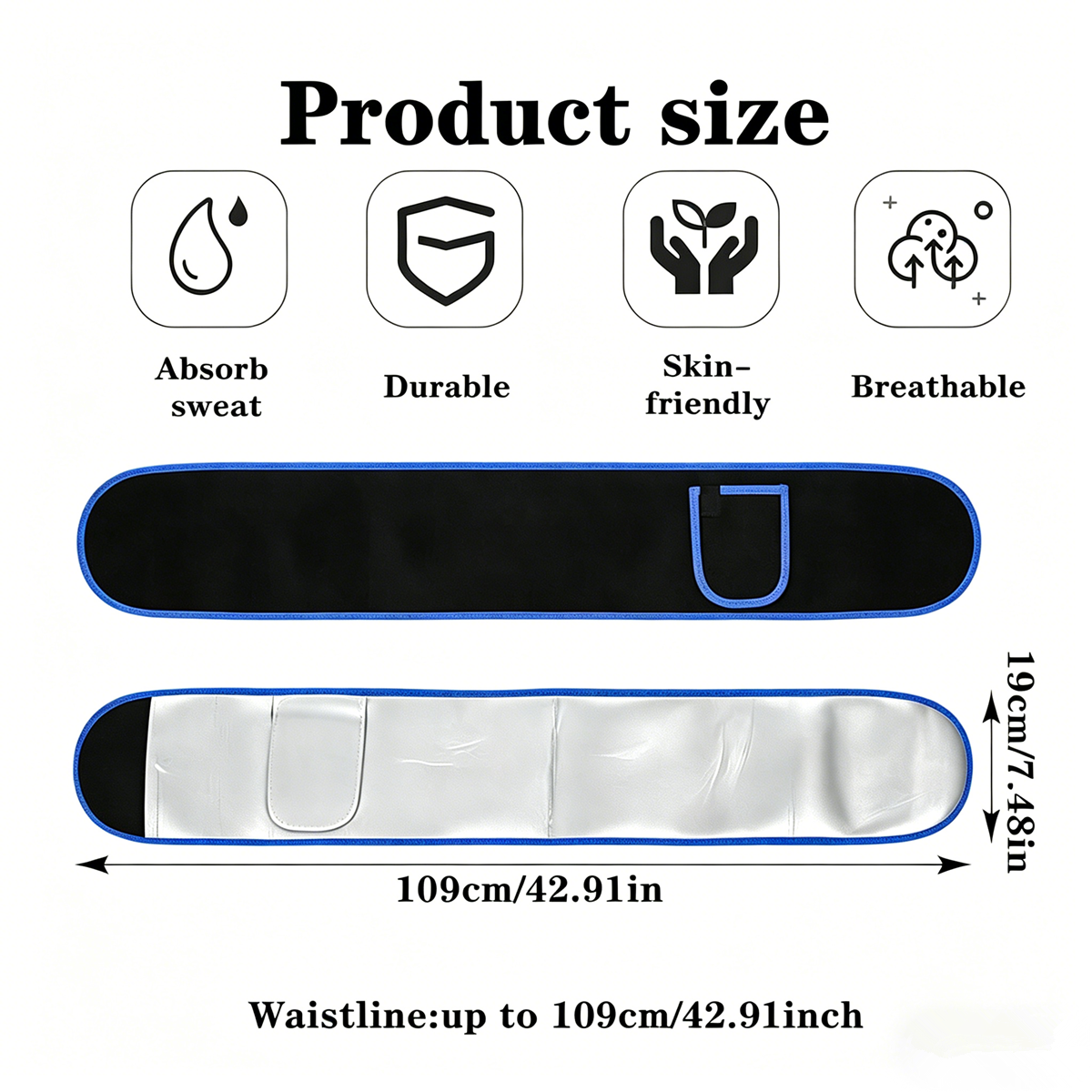 Waist Trimmer Belt Sport Workout Shaper Burner Slimming Belt W/ Phone Pocket Blue-Black