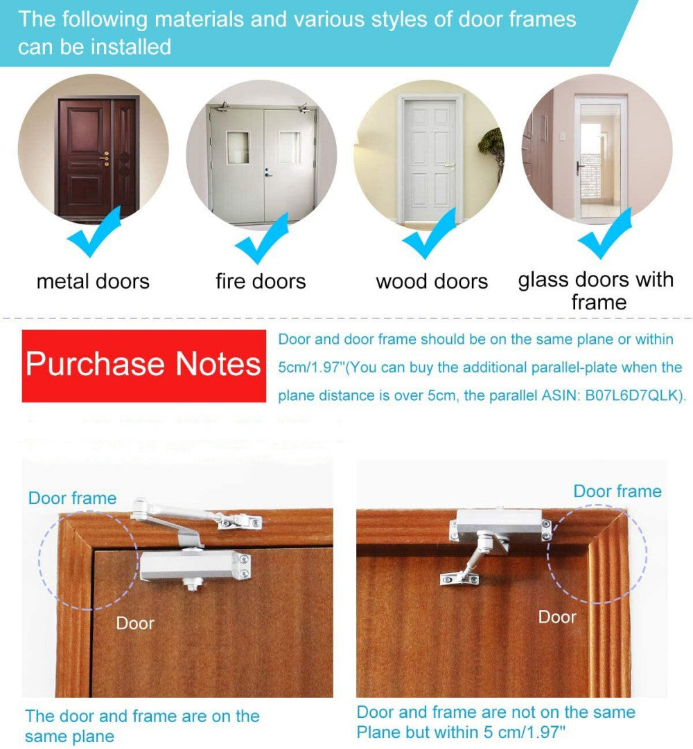 45-65KG Heavy Duty FIRE Rated Overhead Door Closer Opener Adjustable Soft Close