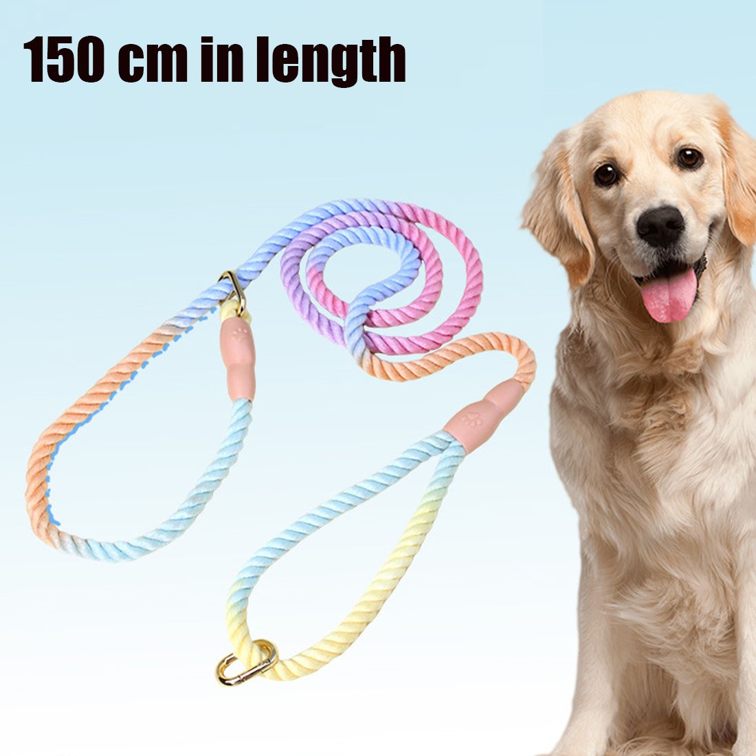 1Pc 150cm Gradient Colors Durable Handmade Braided Rope Training Leash For Dogs