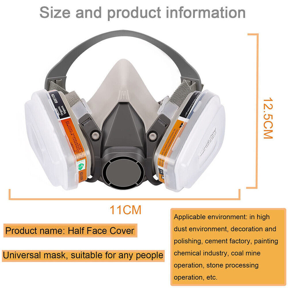 17 In 1 Full Face Mask 6200 Gas Mask Facepiece Spray Respirator Filter Chemical
