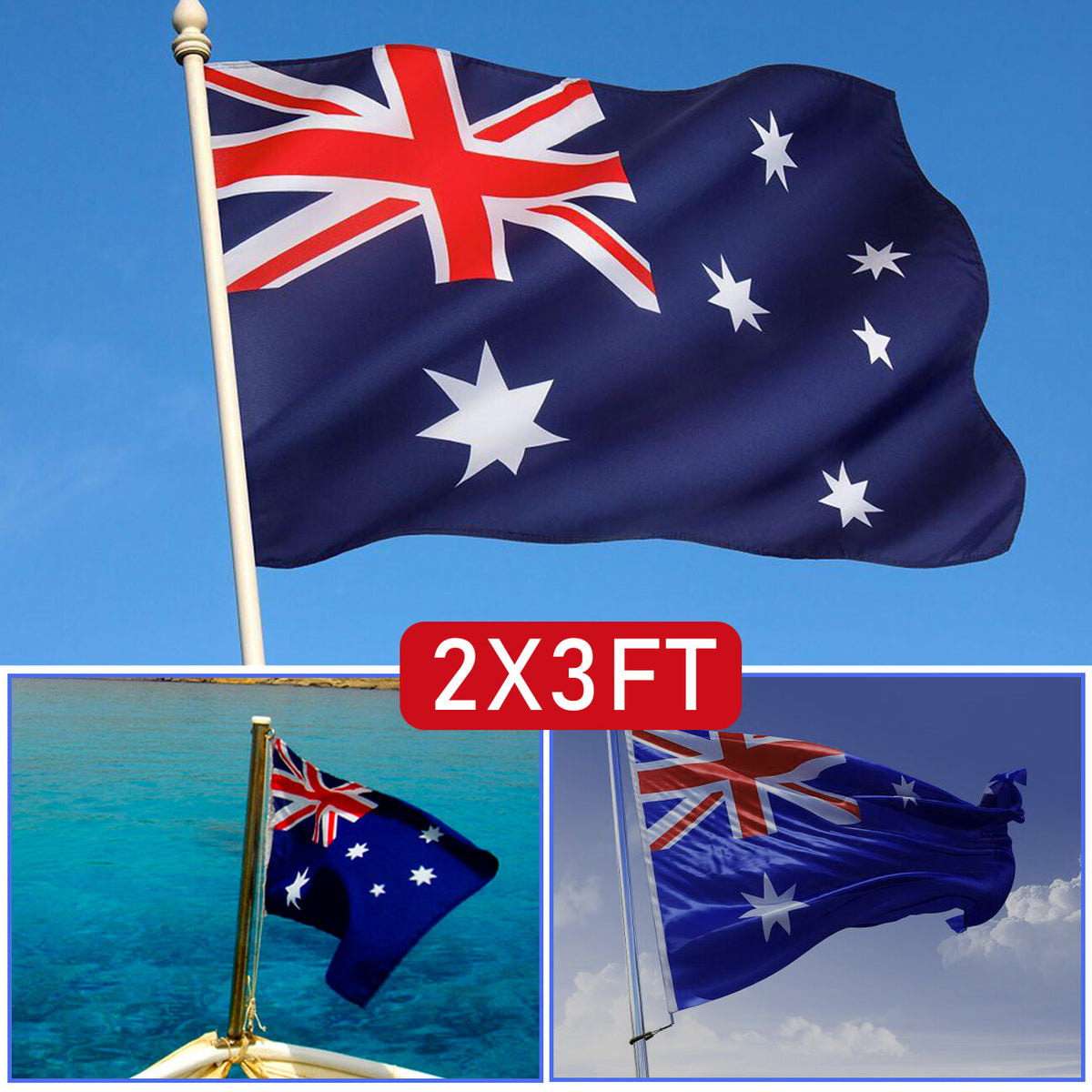 2PCS Australian Flag 60x90cm 2x3FT Outdoor Hanging Garden Decoration Australian Flag