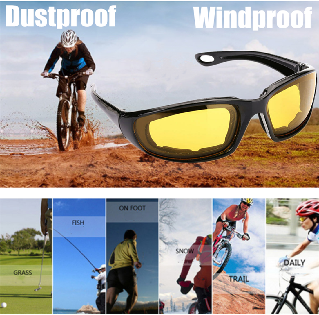 3 pairs Motorcycle Sports Biker Riding Glasses Wind Resistant Eye Protection Sports Goggles Cycling Glasses Sunglasses Yellow Color